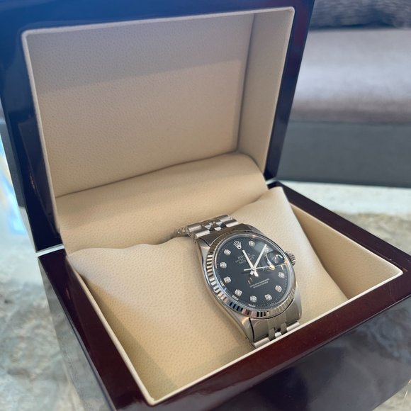 New Rolex Men's 36mm Black Dial Diamond Watch - Picture 5 of 8